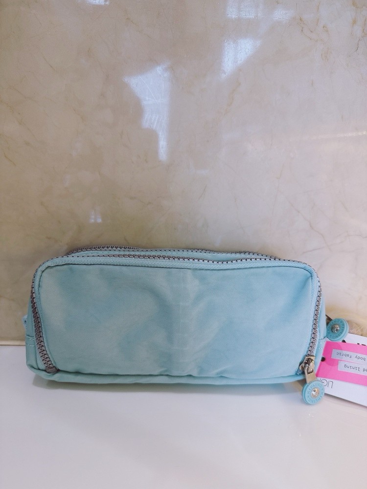 NEW Kipling Gitroy Pencil Case Cosmetic Case Bride BLue Monkey Charm