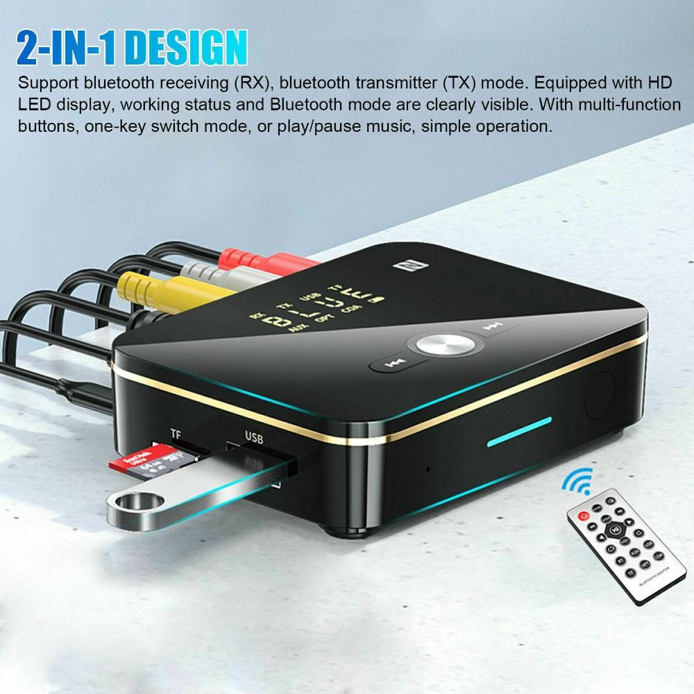 NFC Multi-Function Bluetooth Receiver Wireless 3.5mm AUX to 2RCA Audio Adapter D