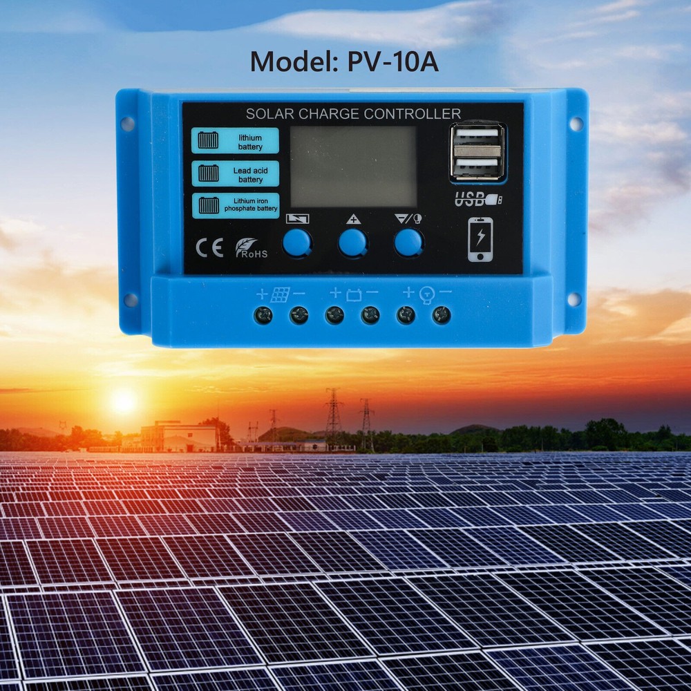 10A PWM Solar Charge Controller 12V 24V Regulator For 200W 300W Solar Panel RL