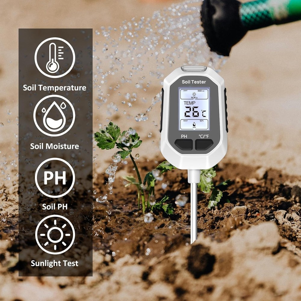 LCD Soil Moisture Tester for Accurate pH, Temperature and Light Measurements