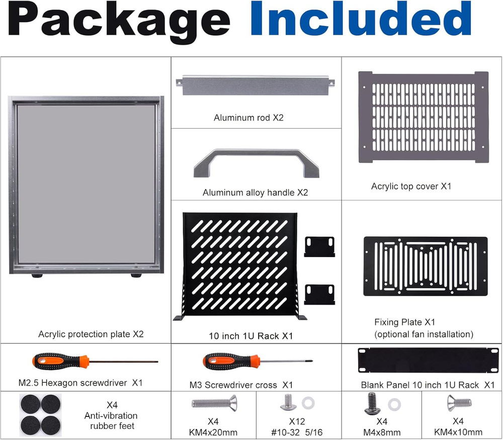 Geeekpi 4U Server Cabinet, 10 Inch Mini Server Rack for Network, Servers, Audio,