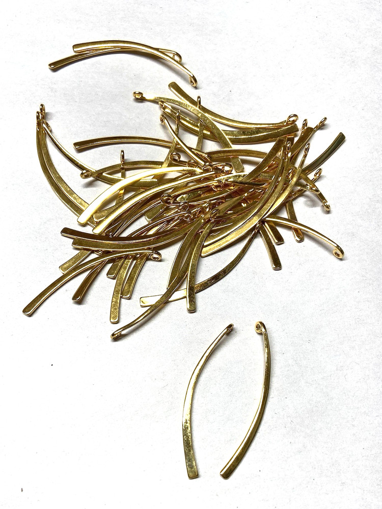 48x Gold Plate - Lg Abstract Drop- 2" long