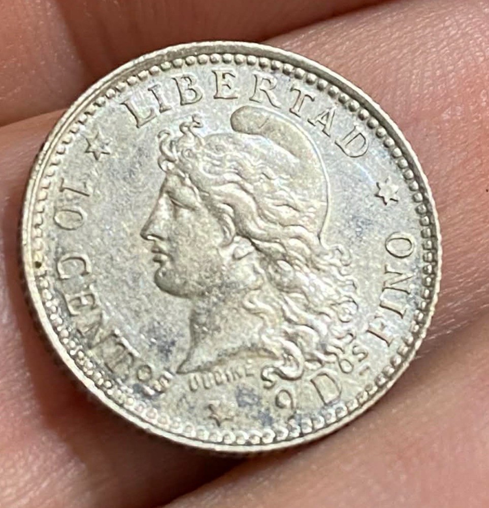Argentina, 1882 AR 10 Centavos, Lustrous, Sharp