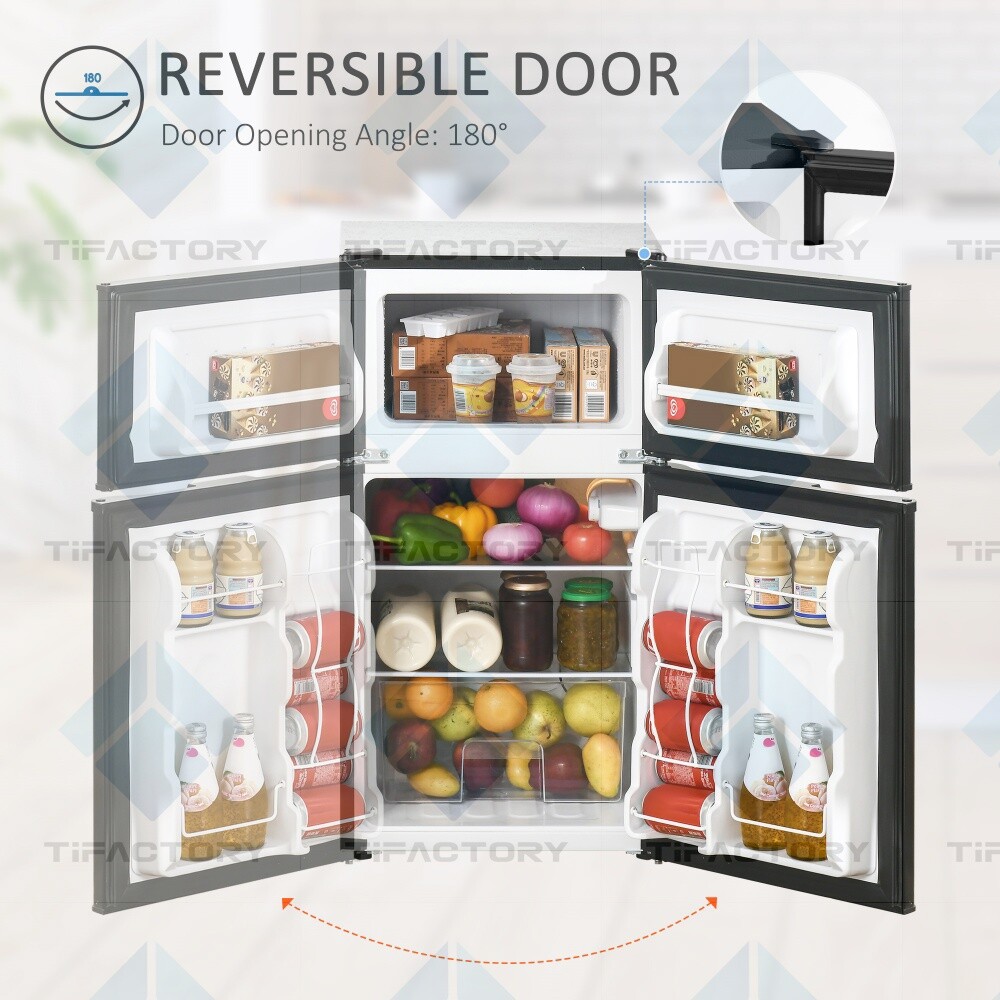 3.2 Cu.Ft Mini Fridge with Freezer Double Door Compact Refrigerator with Adjust