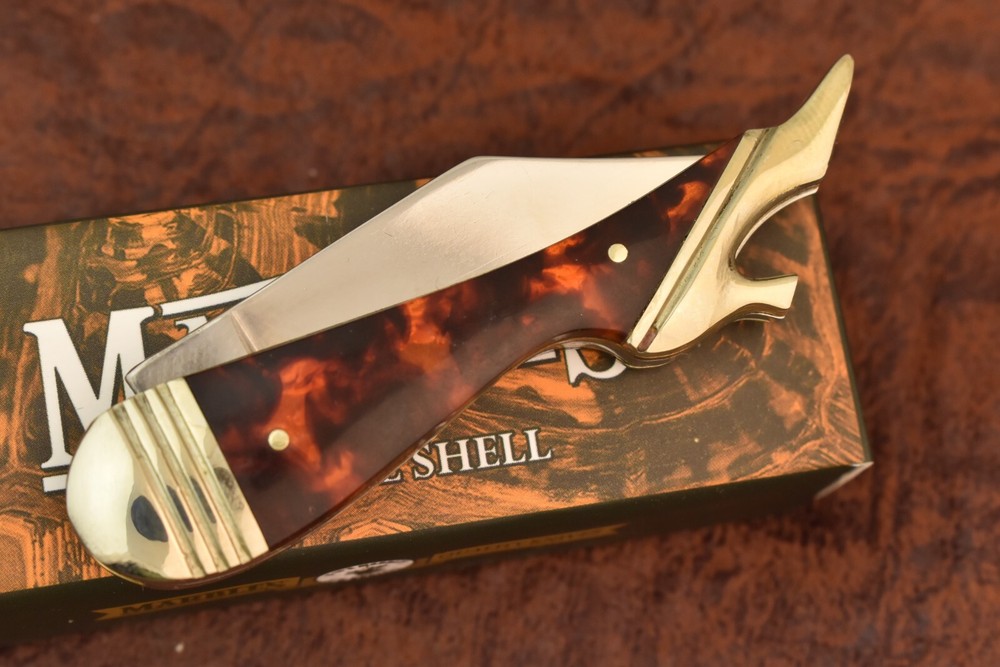 MARBLES TORTOISE SHELL LONG PULL SMALL LADIES LEG JACK KNIFE NICE MR208