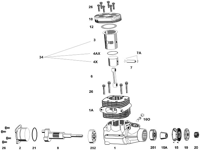 WEBRA 91 P5 engine Socket Head Screw Set MECOA WEBRA 1067/26 - 25w-6726