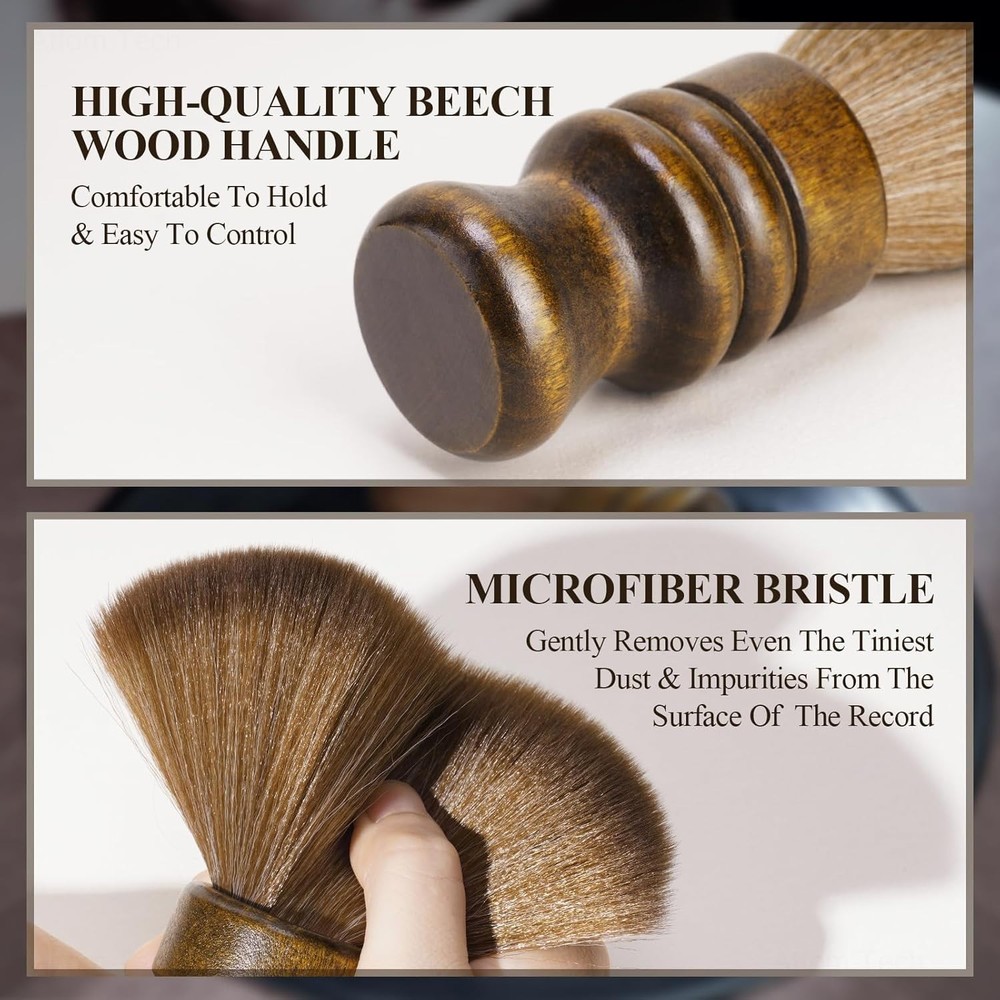 Beechwood Handle Vinyl Record Cleaner - Soft & Adjustable Bristle Design