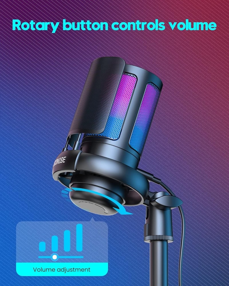 Cardioid Gaming Microphone with Quick Mute - USB & Headphone Jack Compatibility