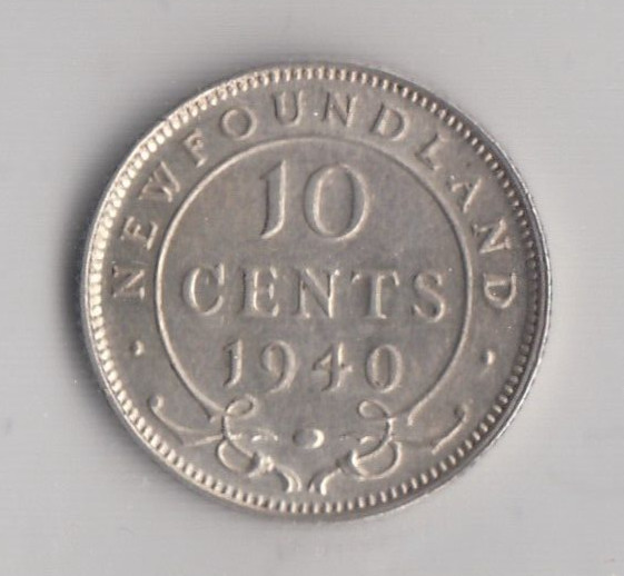 1940 Newfoundland Ten Cent Silver Coin - ICCS EF45 C6