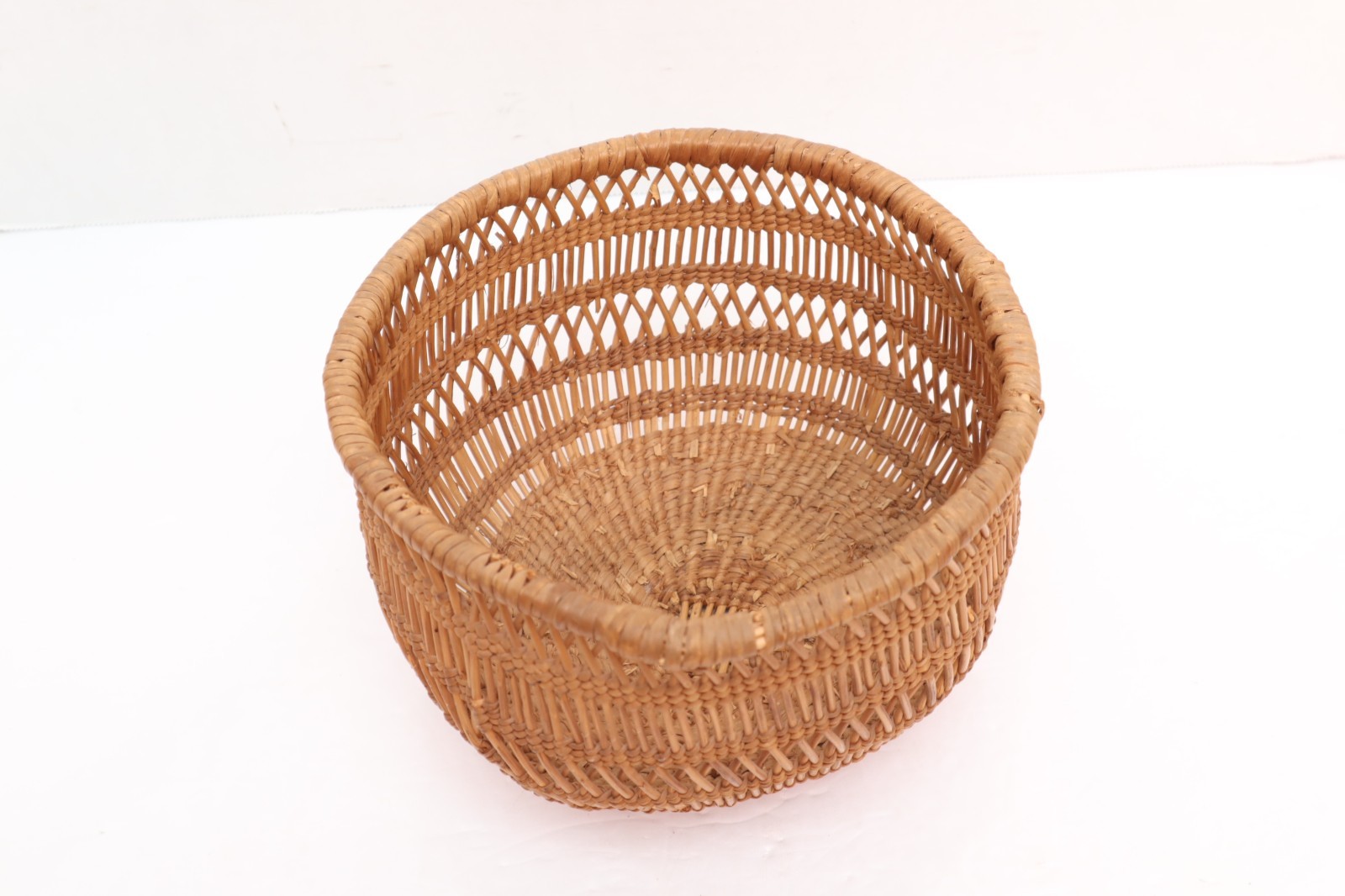Vintage Hupa Yurok Karuk Northwest Openwork Basket Native American 8" ATQ