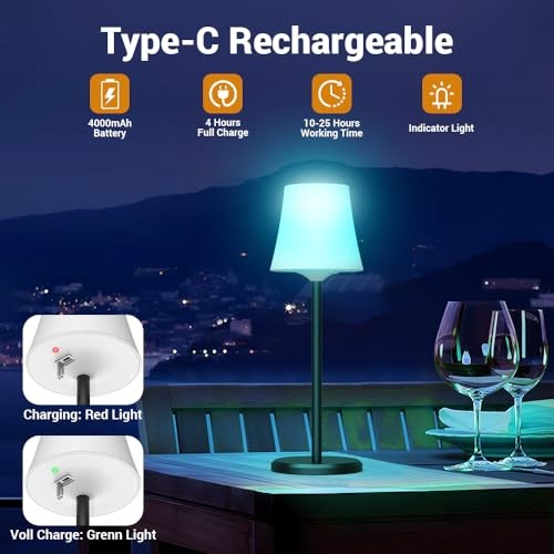 Cordless Table Lamp Rechargeable 2 Pack Wireless Touch Light Battery White