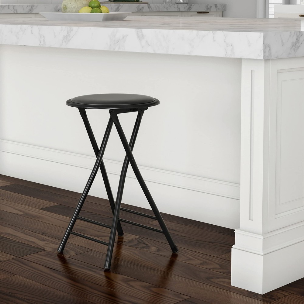 Folding Stool - Backless 24-Inch Stool with 225lb Capacity for Kitchen or Rec...