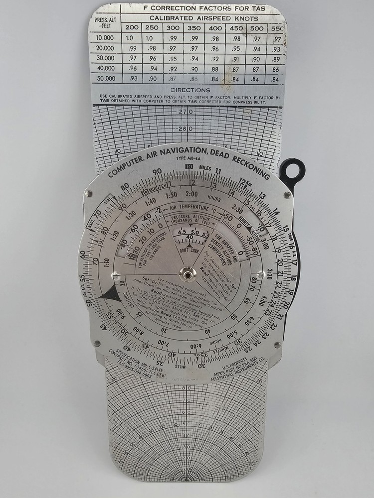 US AIR FORCE DEAD RECKONING COMPUTER- Felsenthal-Type-MB-4A