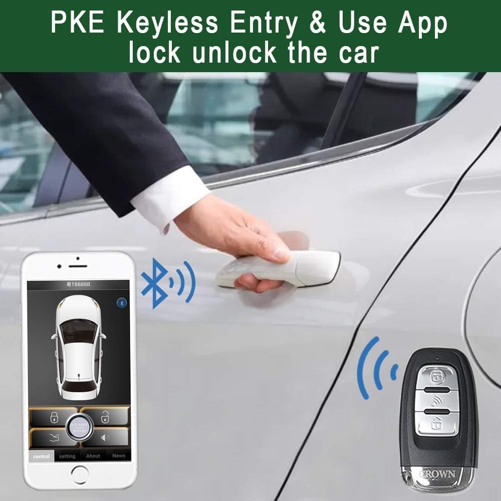 PKE Remote Starter Kits Universal Car Remote Engine Start for Car One Key Pus...