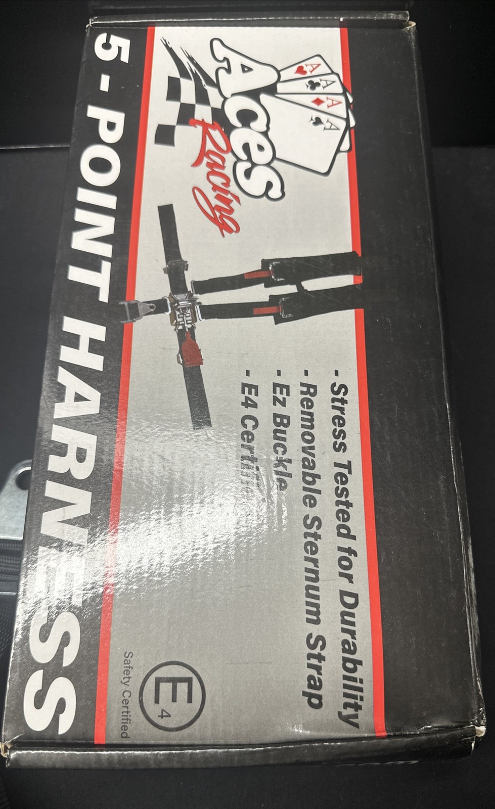NEW Aces Racing 5 Point Harness With 2 Inch Padding E4 Certified BLACK