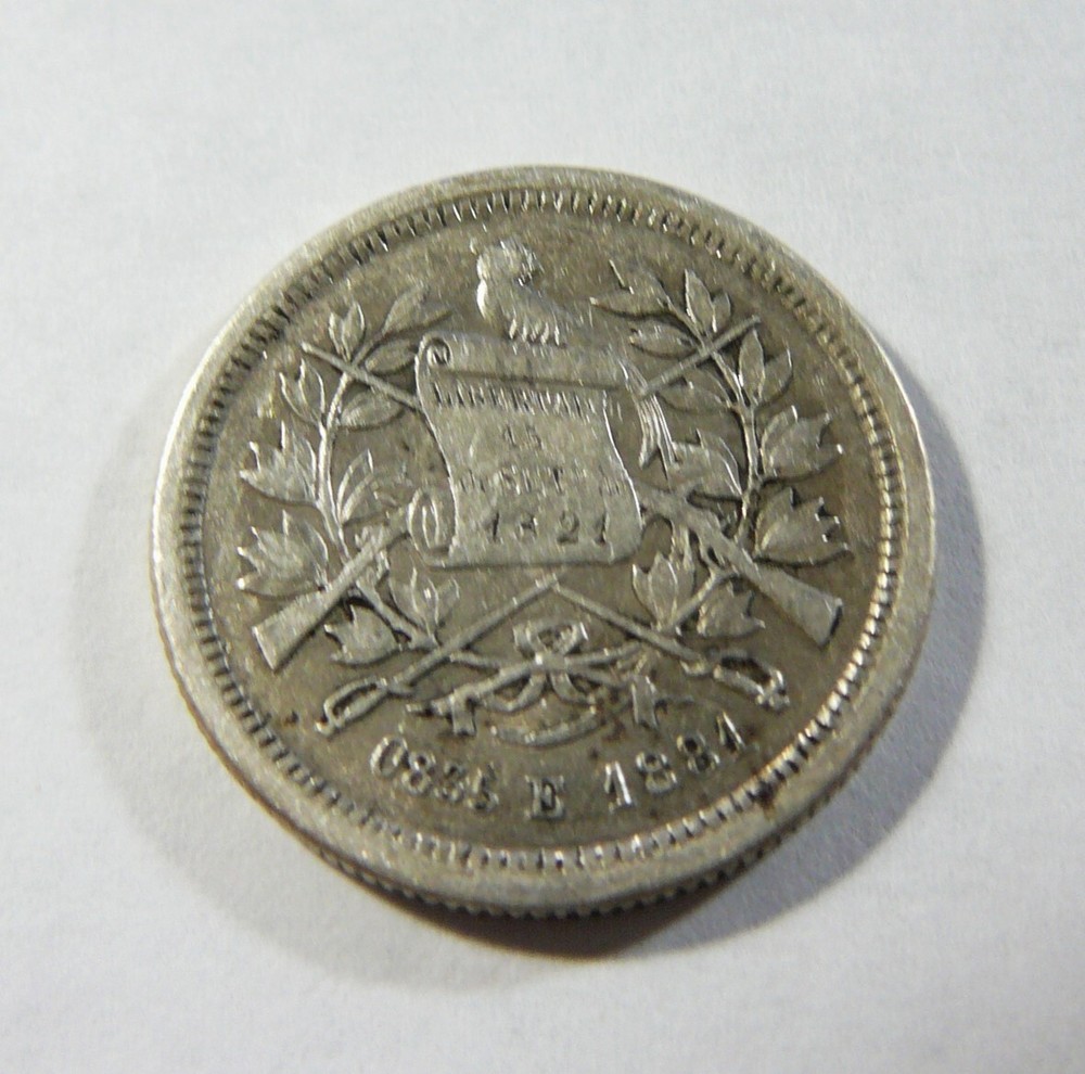 1881 Guatemala Silver 25 Centavos