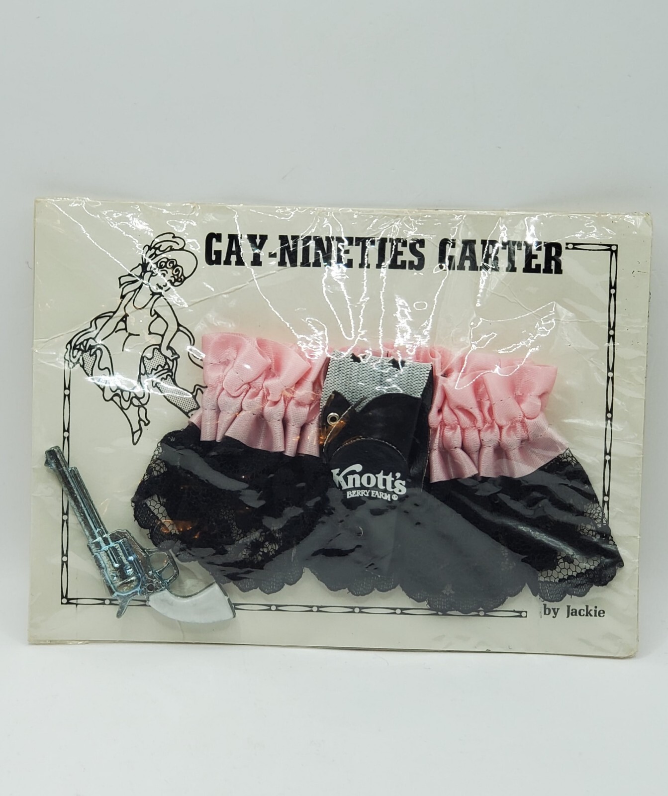 Vintage Knott's Berry Farm Gay Nineties Showgirl Garter NIB By Jackie Black Pink