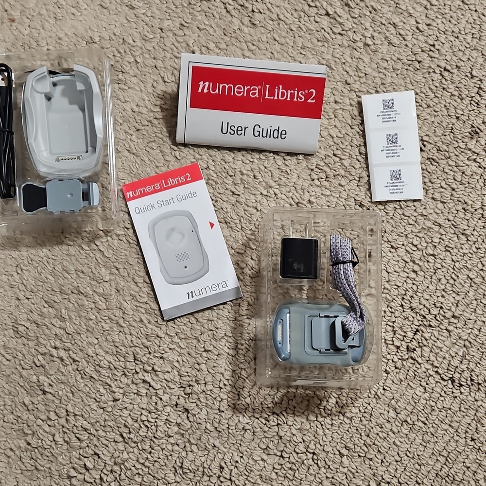 Numera Libris 2 Mobile GPS Alert Device Gray Panic Button Base Station Charger