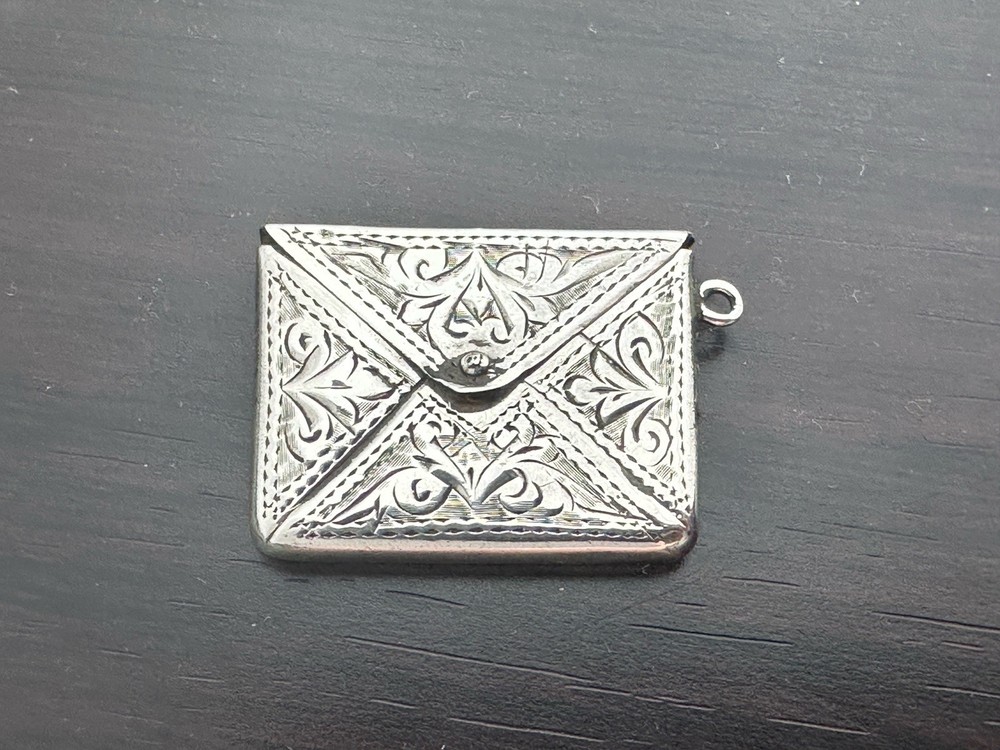 Antique Solid Silver Envelope Stamp Case c.1904