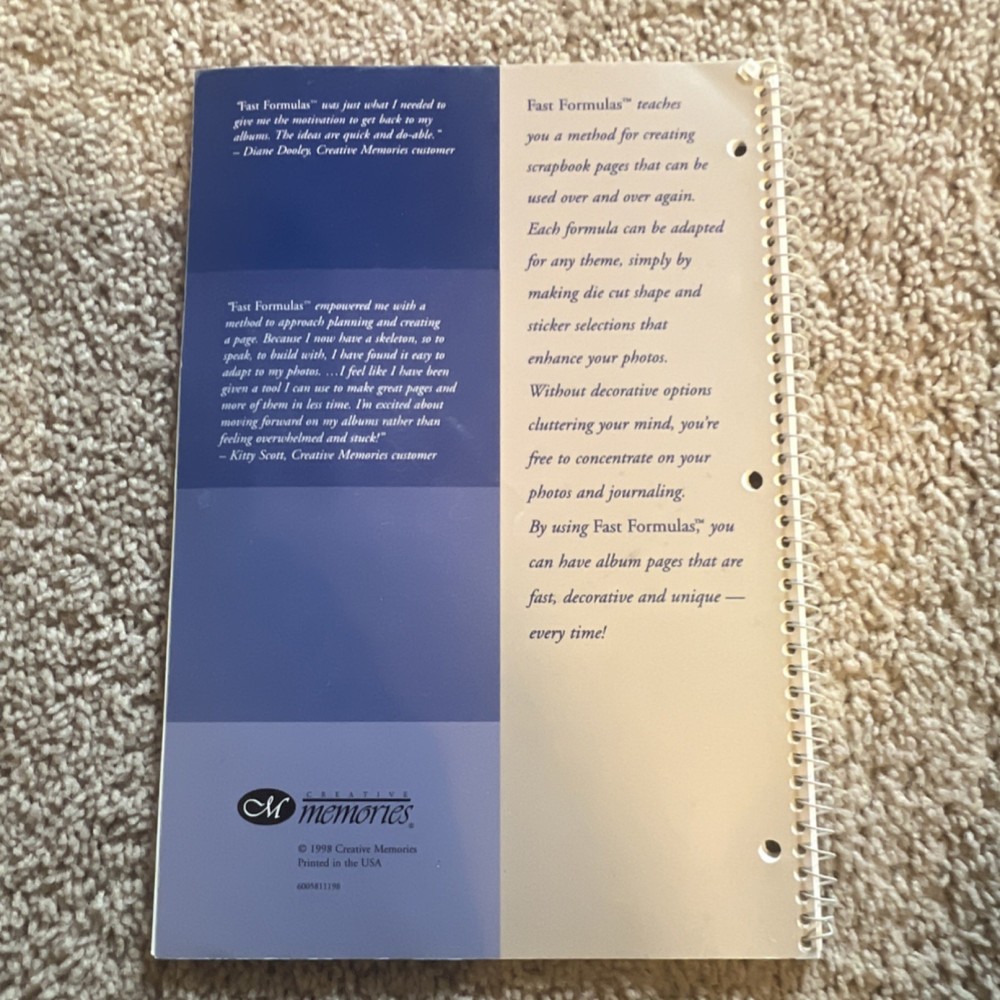Creative Memories Fast Formulas Scrapbooking Instructions Spiral Bound Book