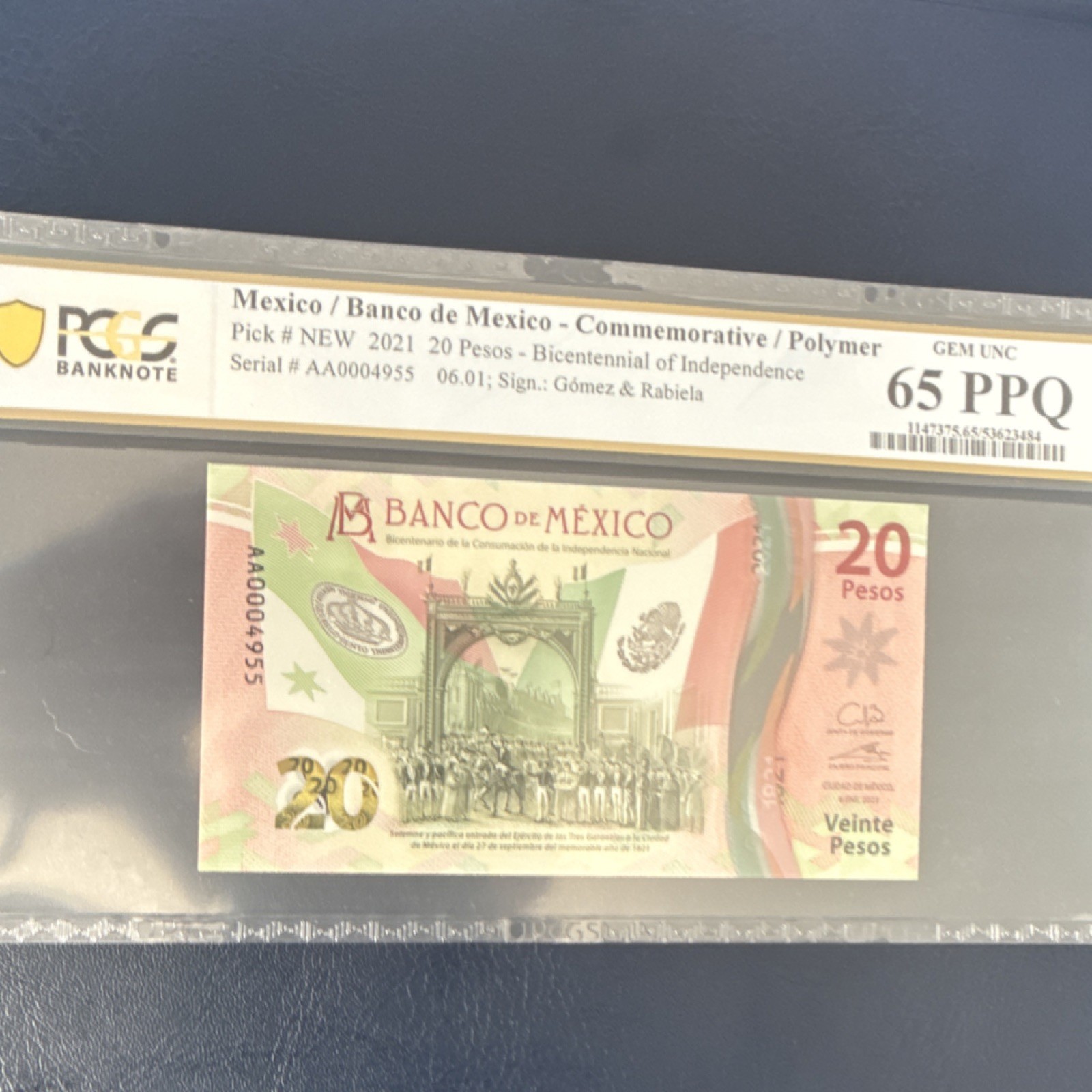 Mexico 2021 20 Pesos Commemorative Banknote Bicentennial PCGS 65 PPQ