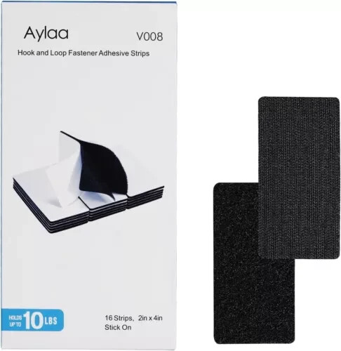 20 Sets Heavy Duty Hook & Loop Adhesive Strips: Sticky Back Fastener 2x4”