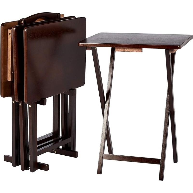 Foldable TV Dinner Tray Set W/ Rack Space Saving Portable Work Station New