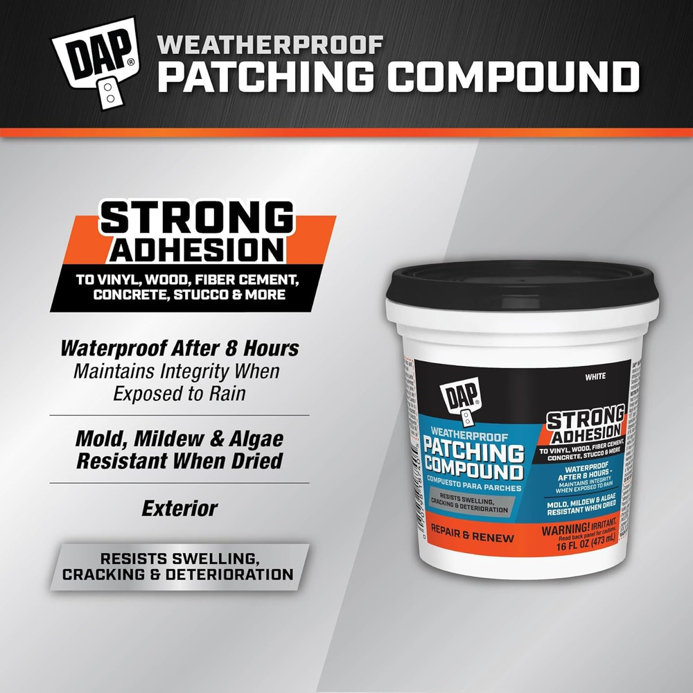 Weatherproof Patching Compound, White, 16 Oz (7079818740)