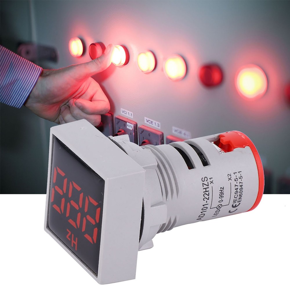 Square Digital Display LED Indication Light AC100~380V 20~75Hz Frequency Red