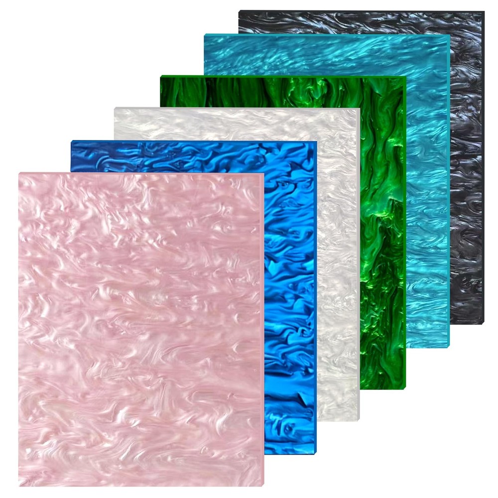 6 PCS Pearl Cast Acrylic Sheets 12x8 Inch 1/8 Thick Patterned Assorted DIY