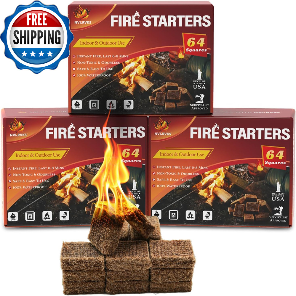 Fire Starter Squares 192 Natural & Odourless Firestarters Cubes...
