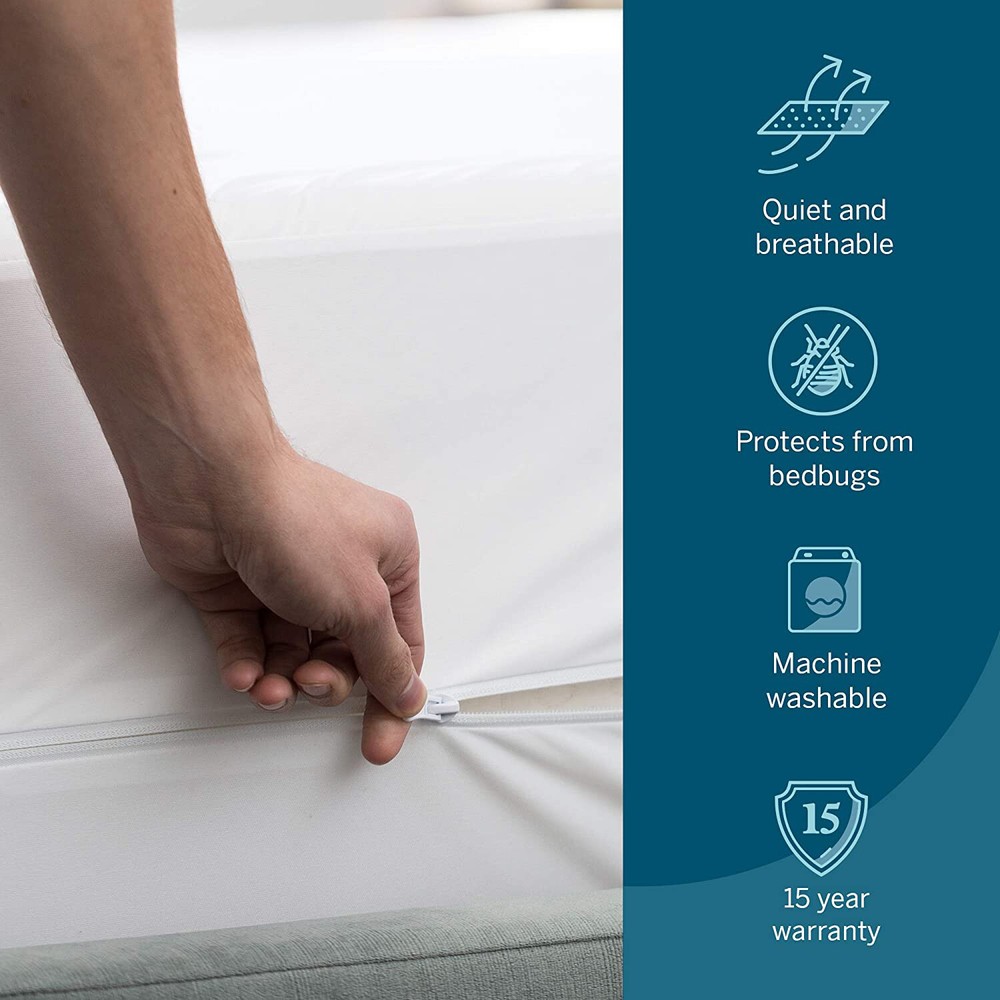 Zippered Mattress Protector Waterproof Completely Surrounds Matress Bedbug Proof