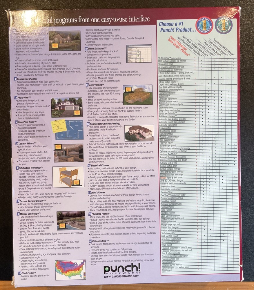 Punch Professional Home Design Suite Platinum Version PC CD-ROM 2001 w box
