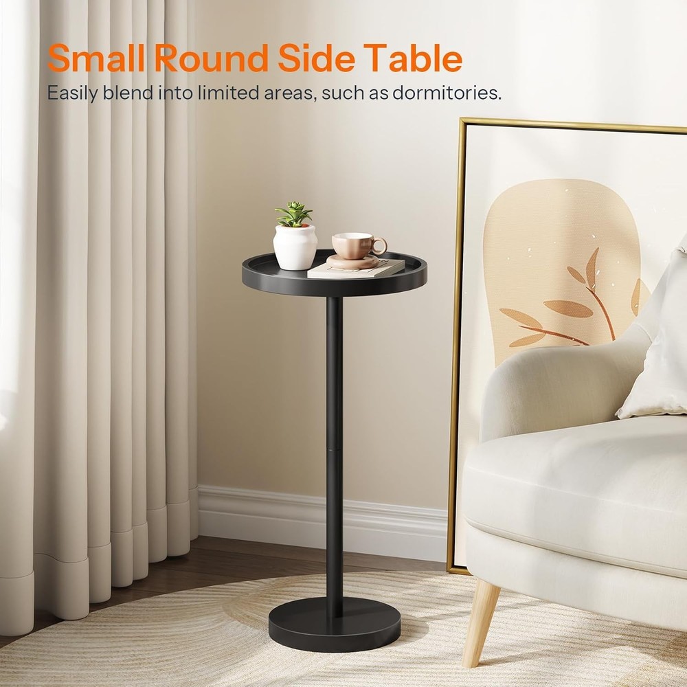 Round Side Table Coffee Martini Table with Pedestal Accent for Small Spaces