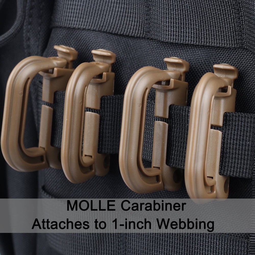 10pcs Molle Tactical Shackle Carabiner Snap D-Ring Clip Backpack KeyRing Locking