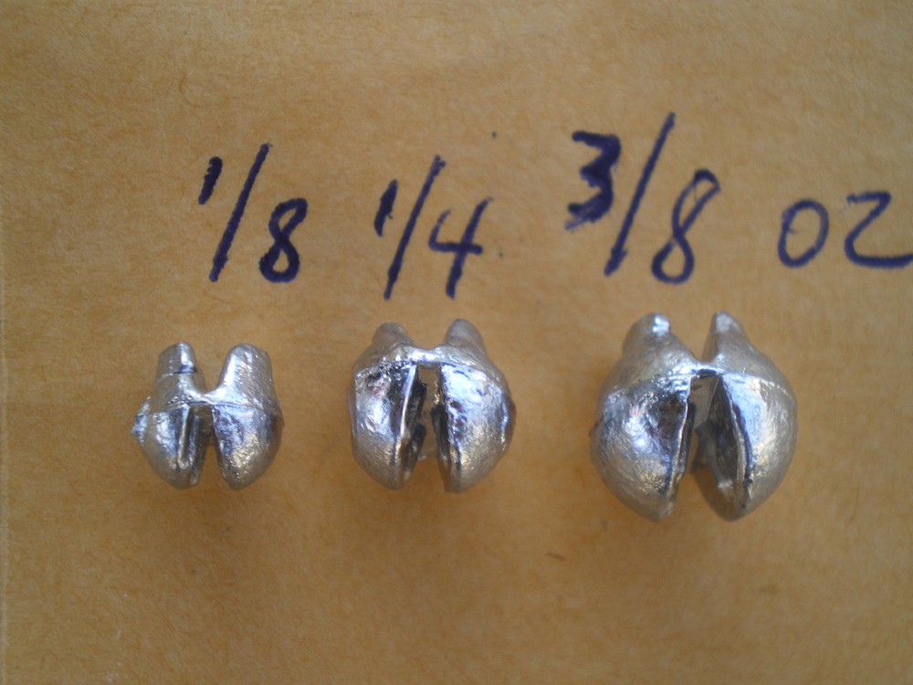 150 PCS. REMOVABLE SPLIT SHOT SINKER 3/8, 1/4 OZ. 75 EACH, MADE FROM DO-IT MOLD