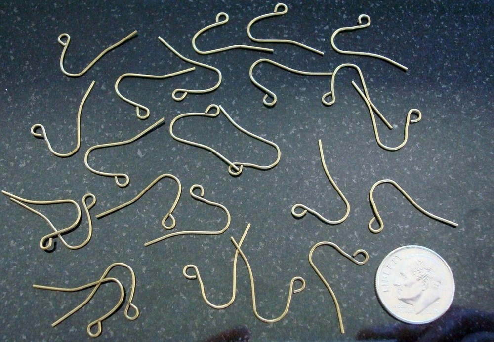 Bronze plated plain fishhook earring wires open bottom loop 24pc FPH028