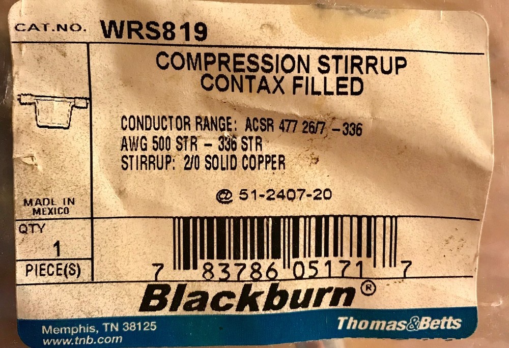 Thomas&Betts/Blackburn (2) WRS819 Compression Stirrups