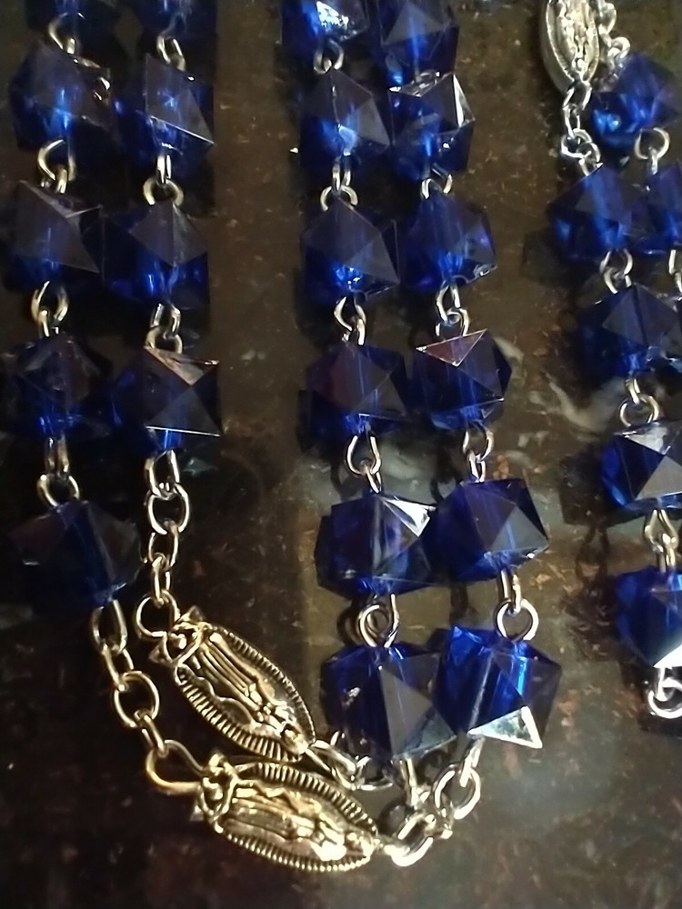Catholic Retro Style Blue Polymer Rosary