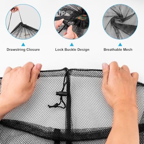 2 Pack Large Mesh Laundry Bags, 24" x 36" Heavy Duty Strong Drawstring Black
