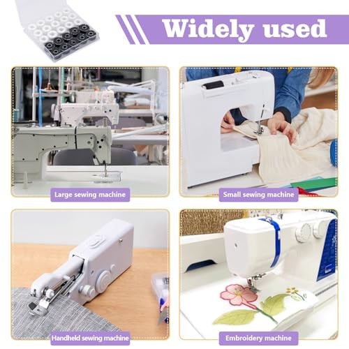 Sewing Thread Kit, 25 Pcs Thread and Bobbin Set Sewing Machine Black+White