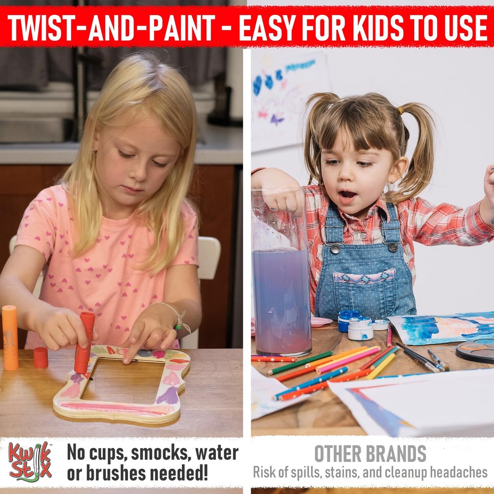 Kwik Stix Solid Tempera Paint Sticks - 6-Set of 12-Pack (72 Total) - Washable...