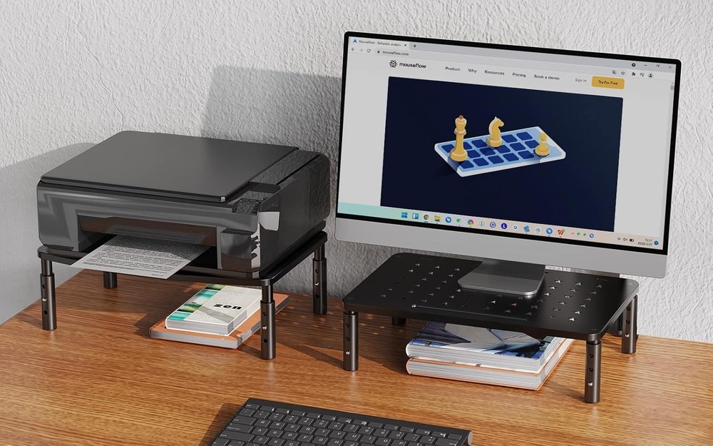 Adjustable 2 Pack Computer Monitor Stand - Easy Assembly & Organizing Solution