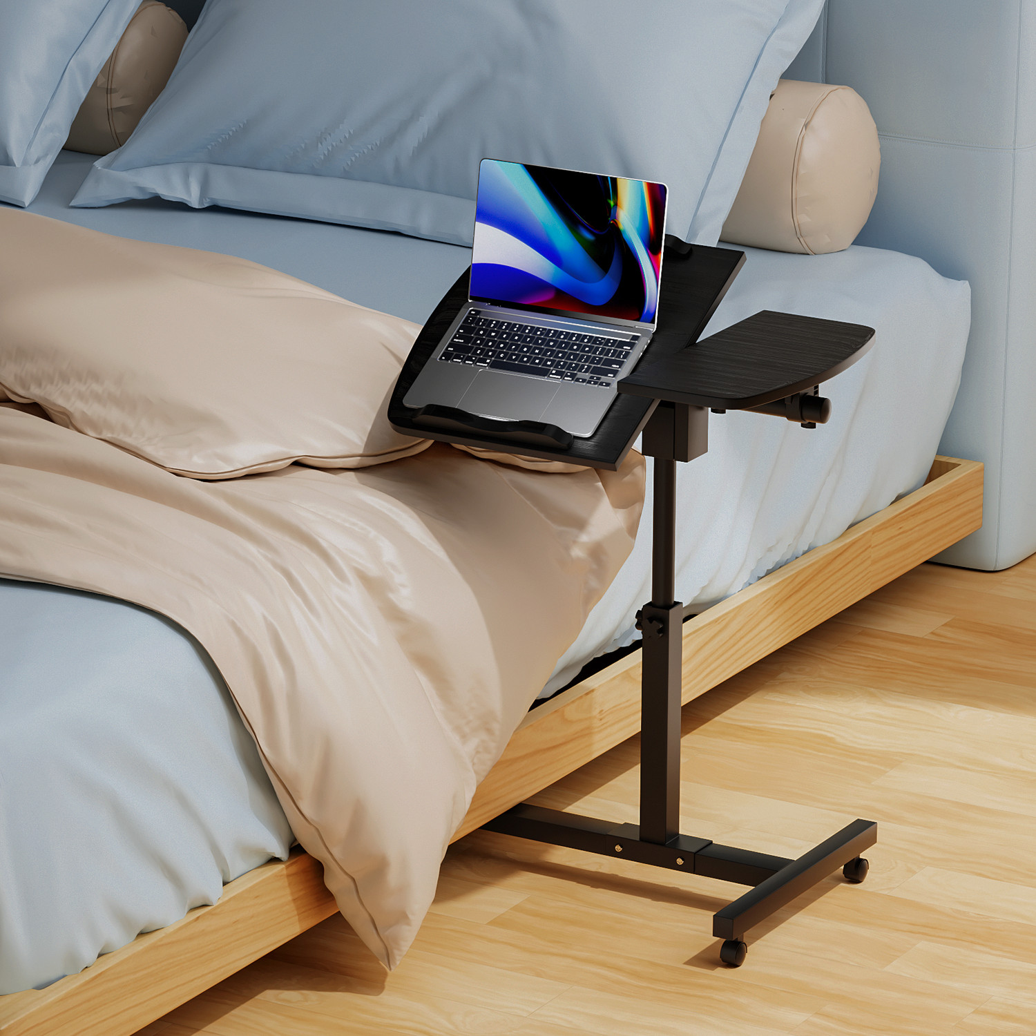 [ADJUSTABLE HEIGHT & ANGLE DESK] Rolling Swivel Laptop Table Portable Sofa Tray