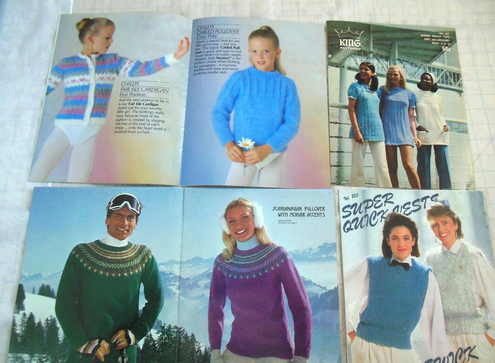 Women's Sweaters Knitting Patterns Lot, All Seasons, Leaflets & Single Patterns