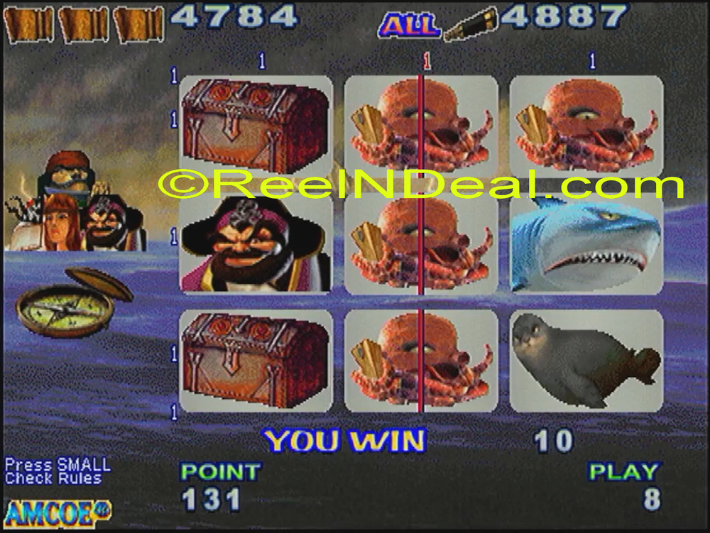 Amcoe Devil Island Cherry Master 8-Liner Slot Machine Optional Skill Spin & Hold