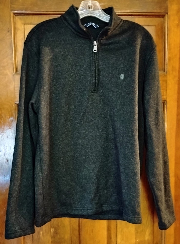 Izod  Men's M Polyester Black Zip Neck Pullover Sweater Used