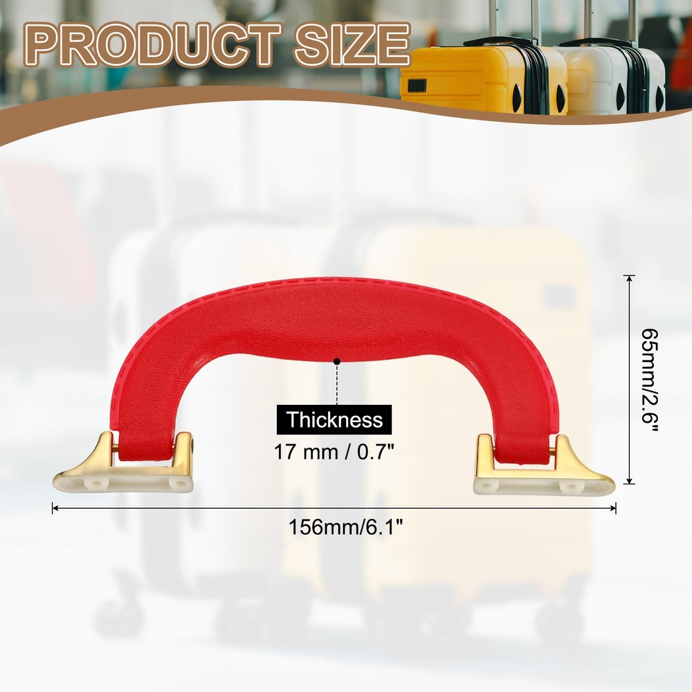 2Pcs Luggage Handle Plastic Pull Handle Grip Replacement with Screws Red