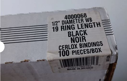 GBC Black .5in Presentation Bindings 100pc Box 19 Ring Length