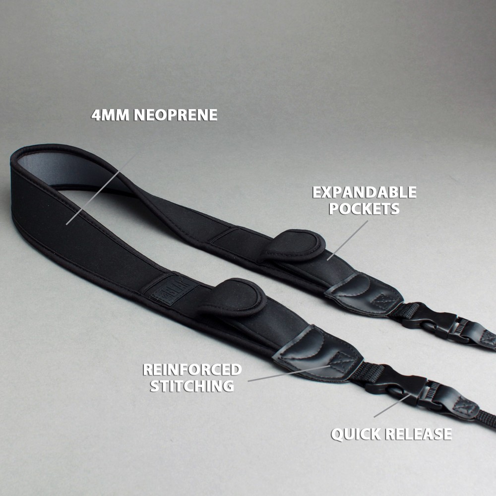 USA Gear Adjustable Camera Strap w/ Cushioned Neoprene & Storage Pockets